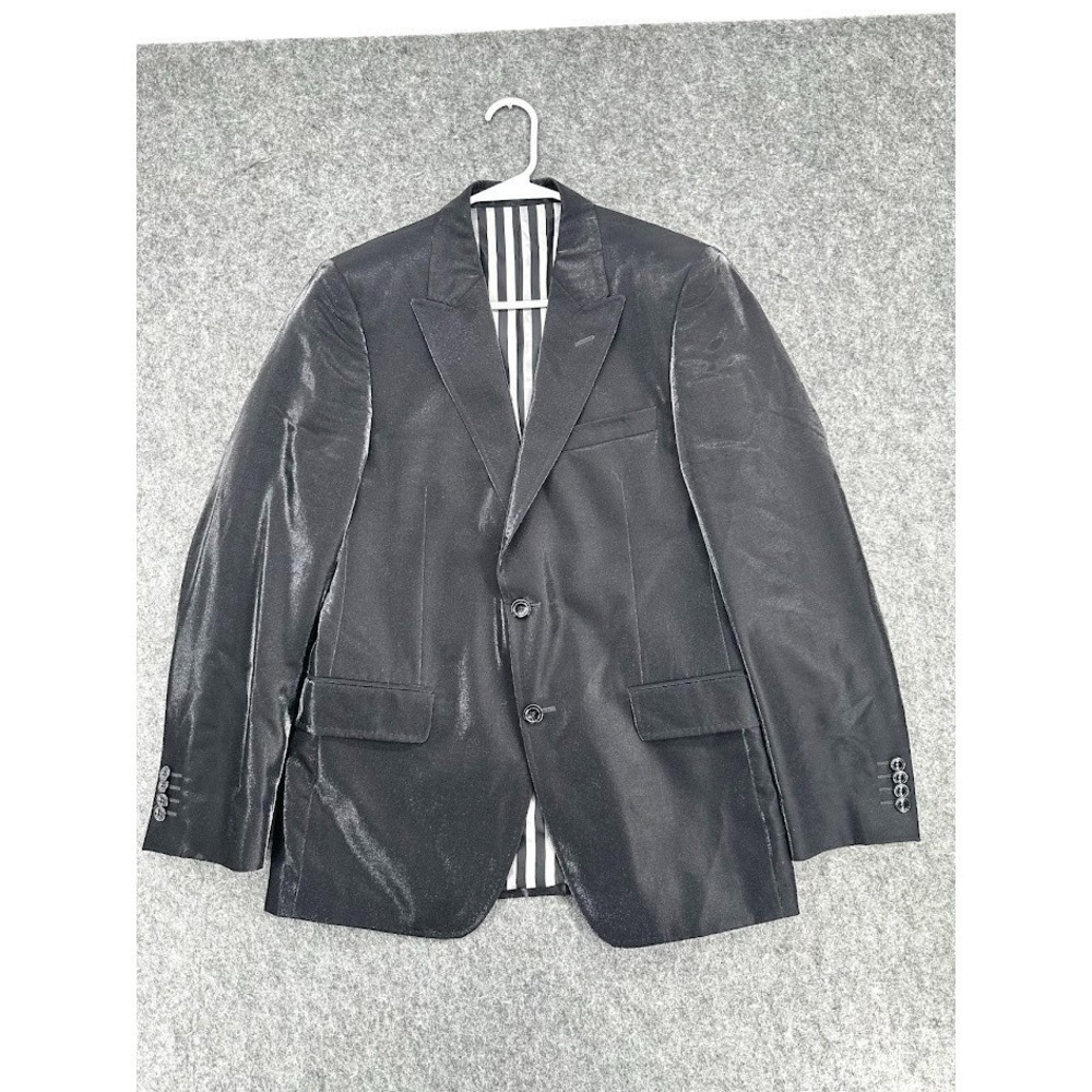 Versace Collection Blazer Black Shiny Wool Italy Luxury Jacket Mens EU 50‎